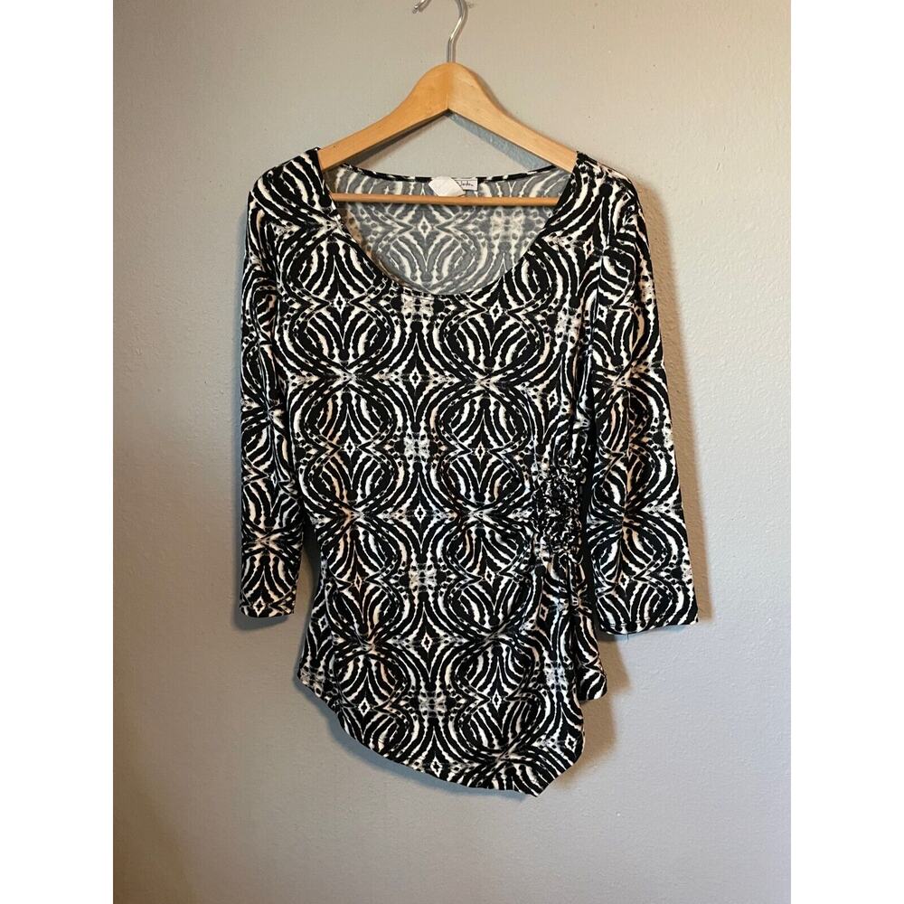 Vintage Forever Jade Womens Tunic Large Animal Print Ruched Stretch Mob Wife Y2K